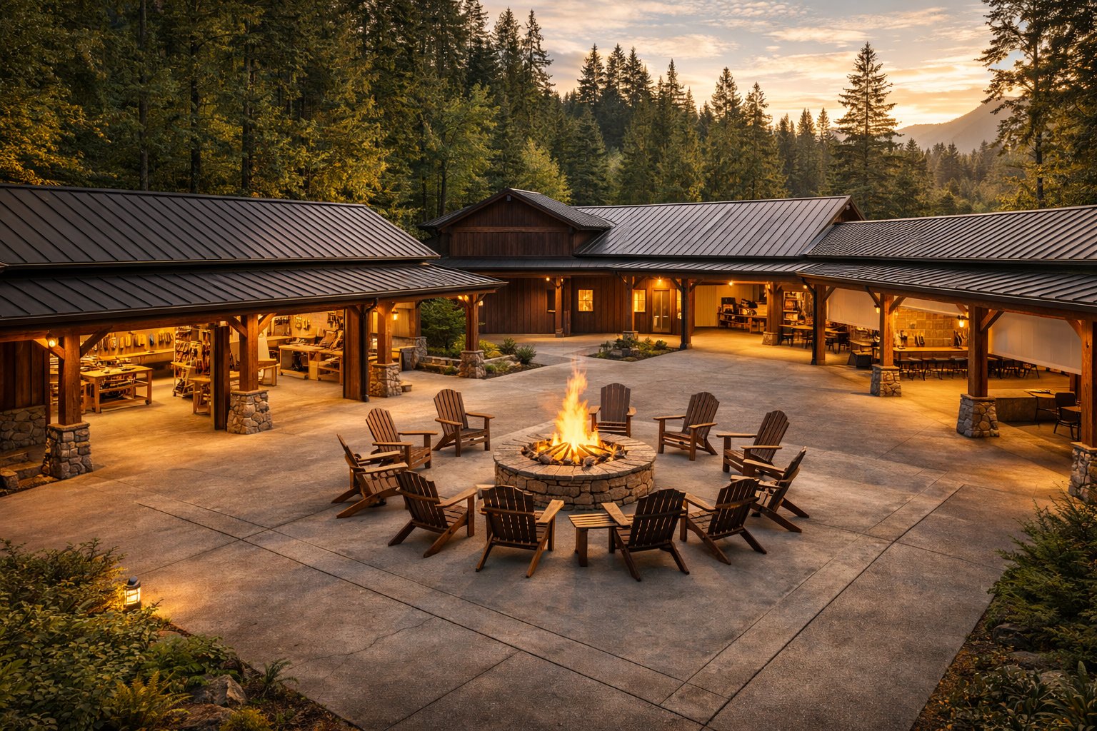 Stonebreaker cabin at dusk